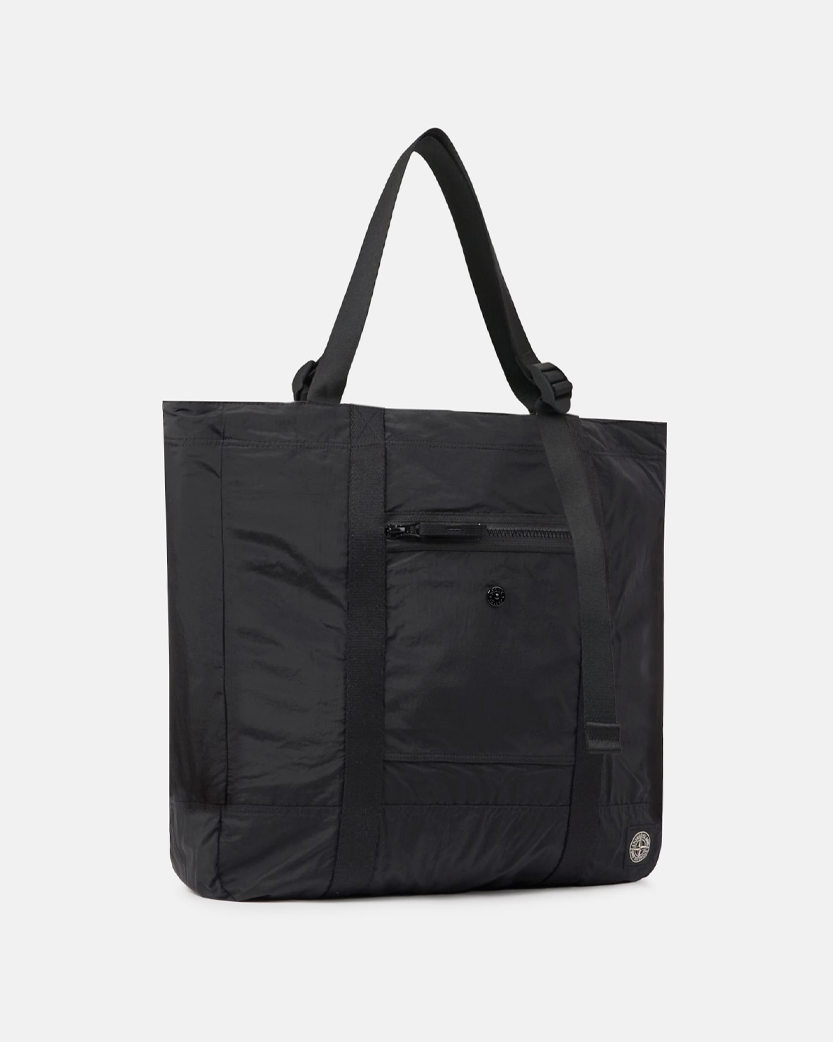 Stone Island 9200012 COATED NYLON METAL IN ECONYL® Tote Bag Black