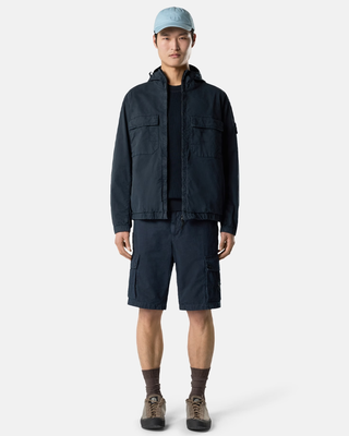 Stone Island 4100077 STRETCH ORGANIC COTTON TWILL Hooded Jacket Navy Blue