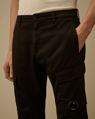 C.P. Company Stretch Sateen Ergonomic Cargo Pants Black 20CMPA134A005694G