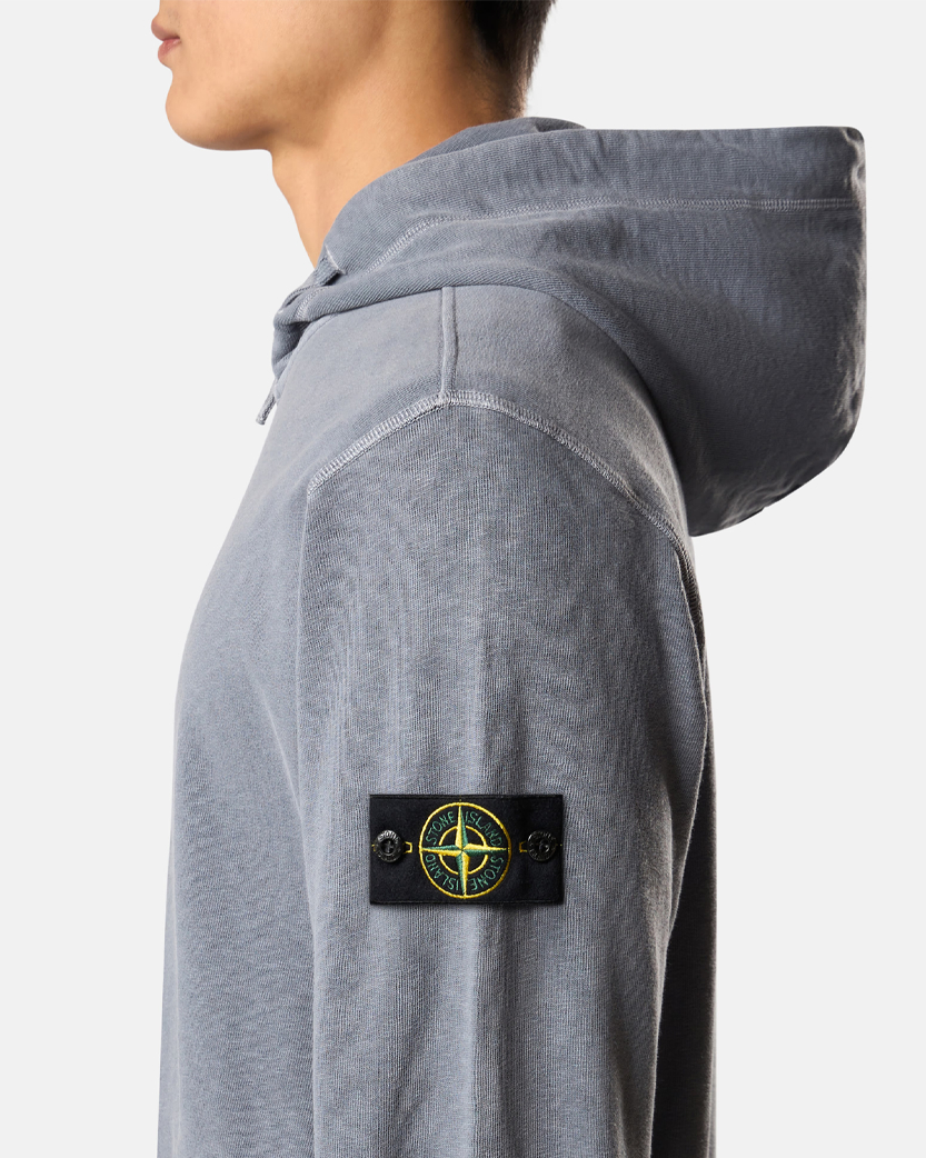 Stone Island 6100021 MALFILE FLEECE 'OLD' EFFECT Full Zip Hoodie Avio Blue