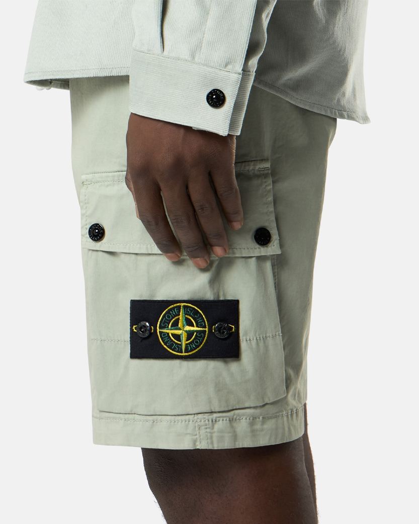 Stone Island L100019 STRETCH ORGANIC COTTON TWILL Cargo Bermuda Shorts Sage Green