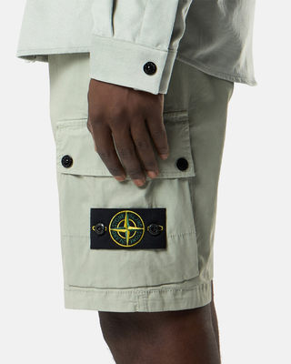 Stone Island L100019 STRETCH ORGANIC COTTON TWILL Cargo Bermuda Shorts Sage Green