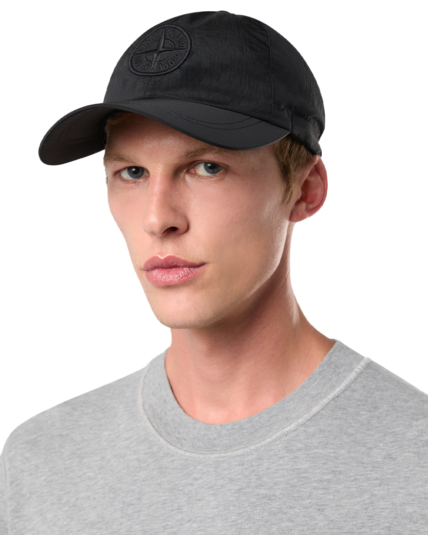 Stone Island 9100011 Nylon Metal Logo Cap Black