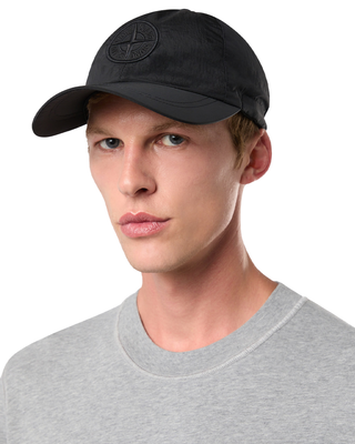 Stone Island 9100011 Nylon Metal Logo Cap Black