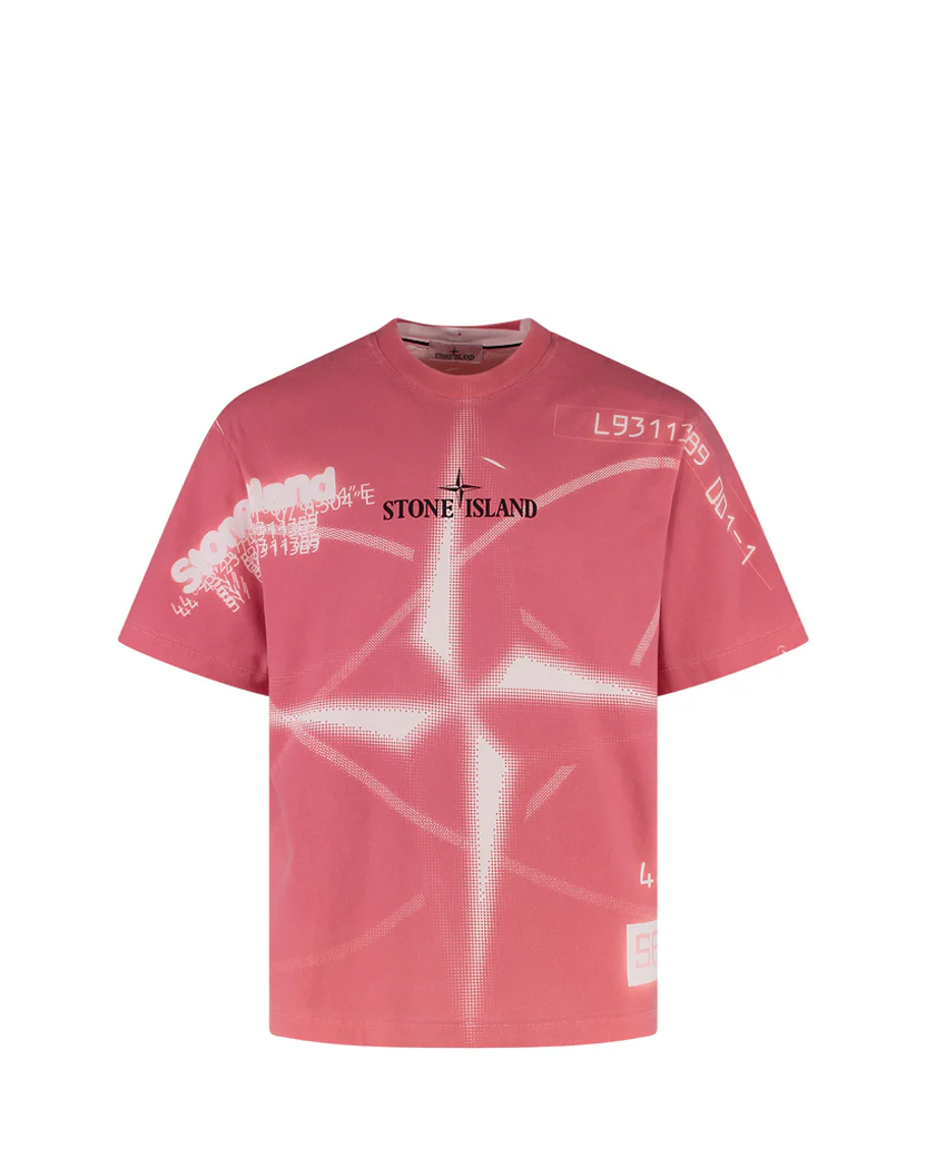 Stone Island 2100016 Combed Organic Coton Jersey T-shirt 'Y2K Compass' Print Pink