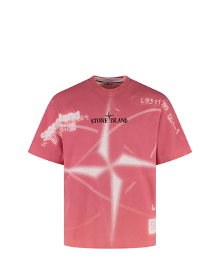 Stone Island 2100016 Combed Organic Coton Jersey T-shirt 'Y2K Compass' Print Pink