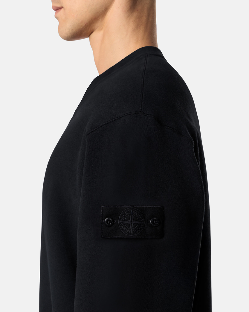 Stone Island 6100069 STRETCH COTTON FLEECE GHOST Crewneck Sweatshirt Black