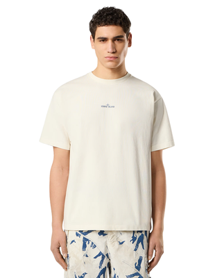 Stone Island 21002RC Combed Organic Cotton Jersey T-shirt  'Compass Camo' Print Ivory