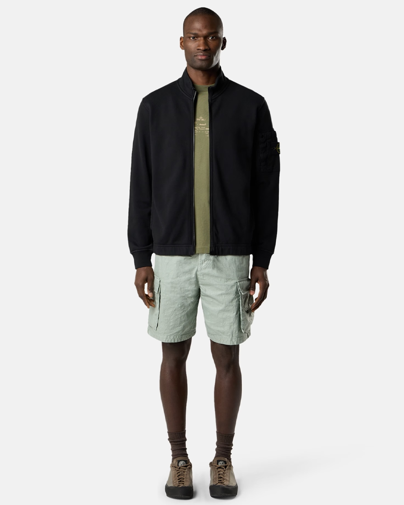 Stone Island 6100018 COTTON FLEECE Track Jacket Black