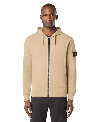 Stone Island 6100042 Organic Cotton Fleece Zip Hoodie Desert Beige