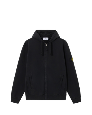 Stone Island 6100067 BRUSHED ORGANIC COTTON FLEECE Zip Hoodie Black