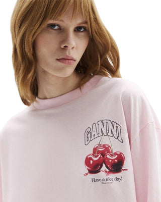 Ganni Fruit Long-Sleeve Chalk Pink