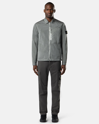 Stone Island 1200038 NYLON METAL IN ECONYL® Zip Overshirt Pearl Grey