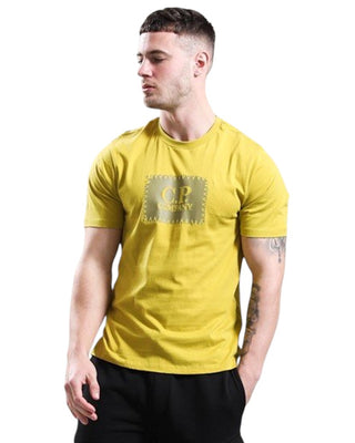 C.P. Company Jersey 30/1 Short Sleeve Logo Label T-Shirt Antique Moss Yellow 20CMTS723A005100W