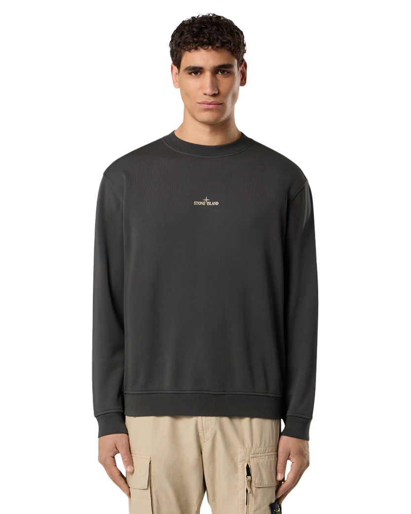 Stone Island 6100018 COTTON FLEECE Crewneck Sweatshirt 'Industrial Four' Print Lead Grey