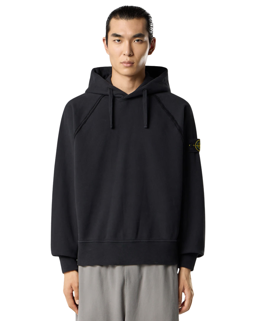 Stone Island 6100023 BRUSHED ORGANIC COTTON FLEECE Oversized Hoodie Black