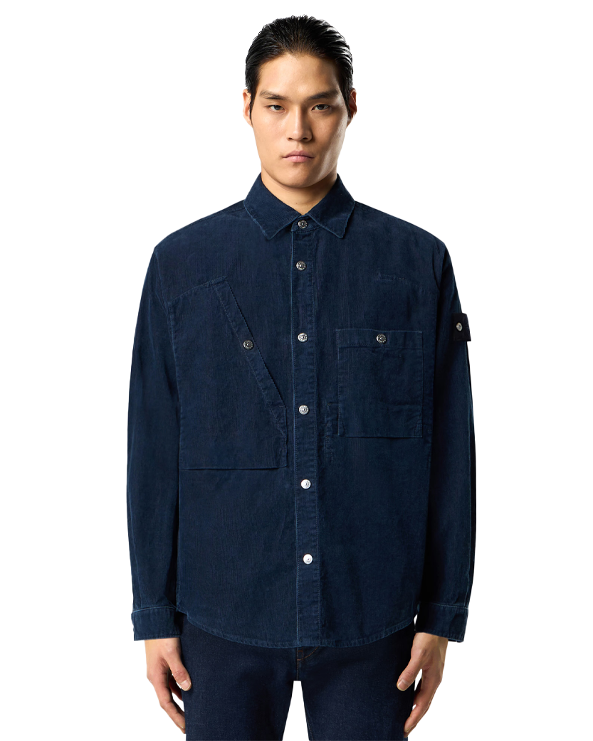 Stone Island 1100008 INDIGO MICRO CORDUROY-RINSED Overshirt Indigo