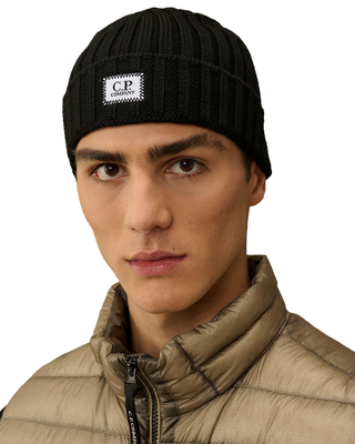 C.P. Company Ribbed Wool Beanie Black