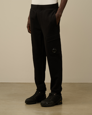 C.P. Company Diagonal Raised Fleece Cargo Sweatpants Black