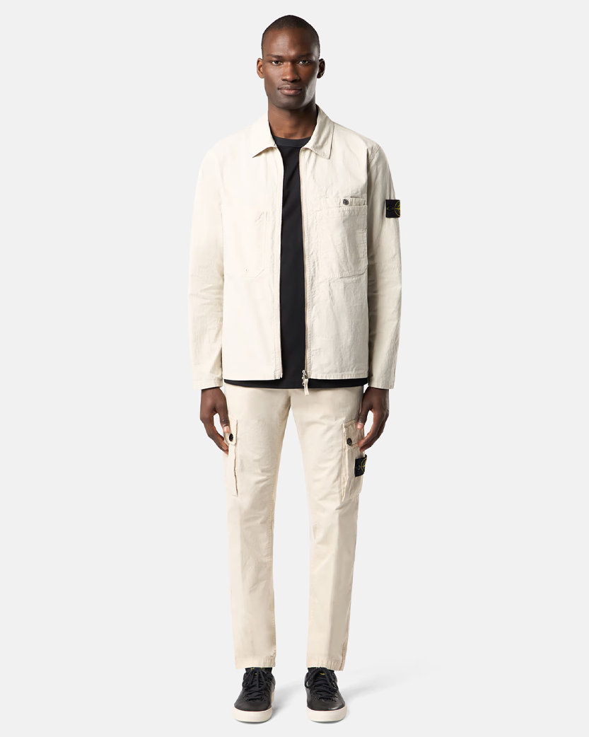 Stone Island 3100303 Brushed Organic Cotton Canvas 'OLD' Effect Pants Sand