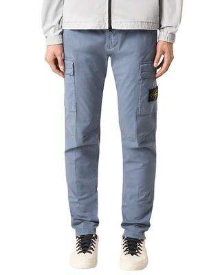 Stone Island 3100304 SUPIMA Cotton Twill Stretch-TC Cargo Pants Avio Blue