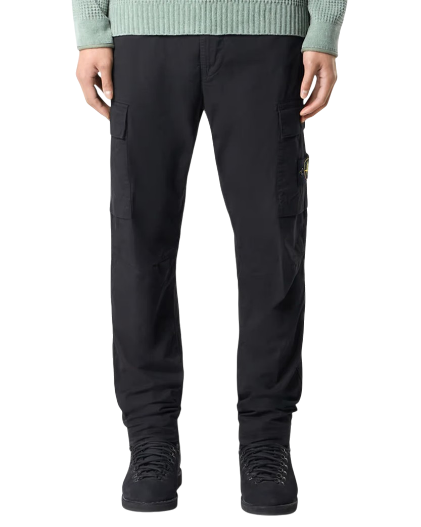 Stone Island 3100304 SUPIMA Cotton Twill Stretch-TC Cargo Pants Black