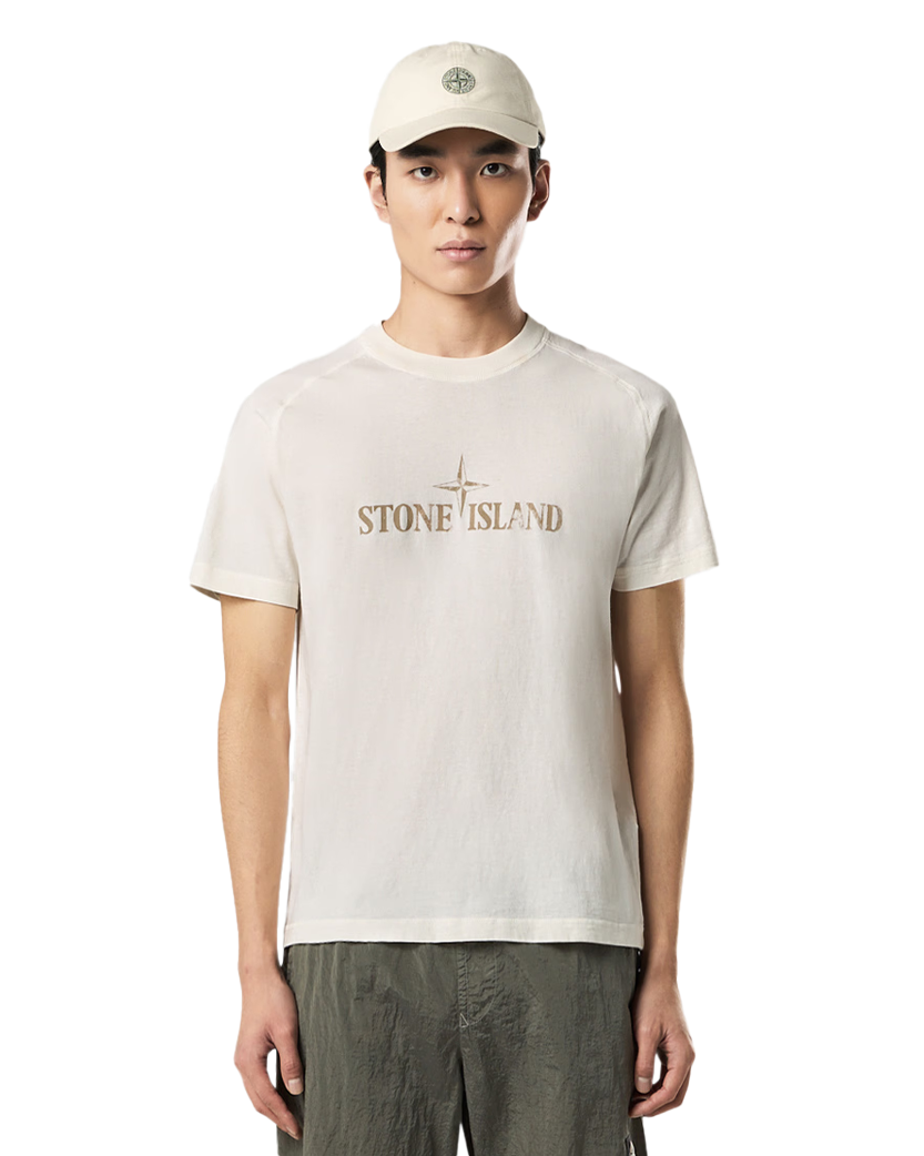 Stone Island 2100020 Organic Cotton 'Institutional Two' Print T-Shirt Ivory