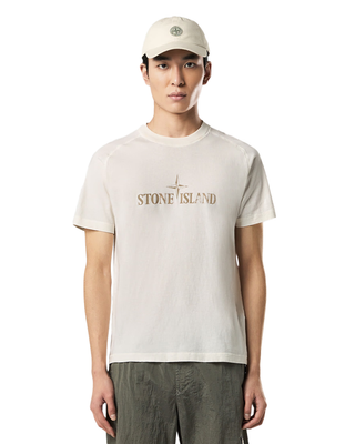Stone Island 2100020 Organic Cotton 'Institutional Two' Print T-Shirt Ivory