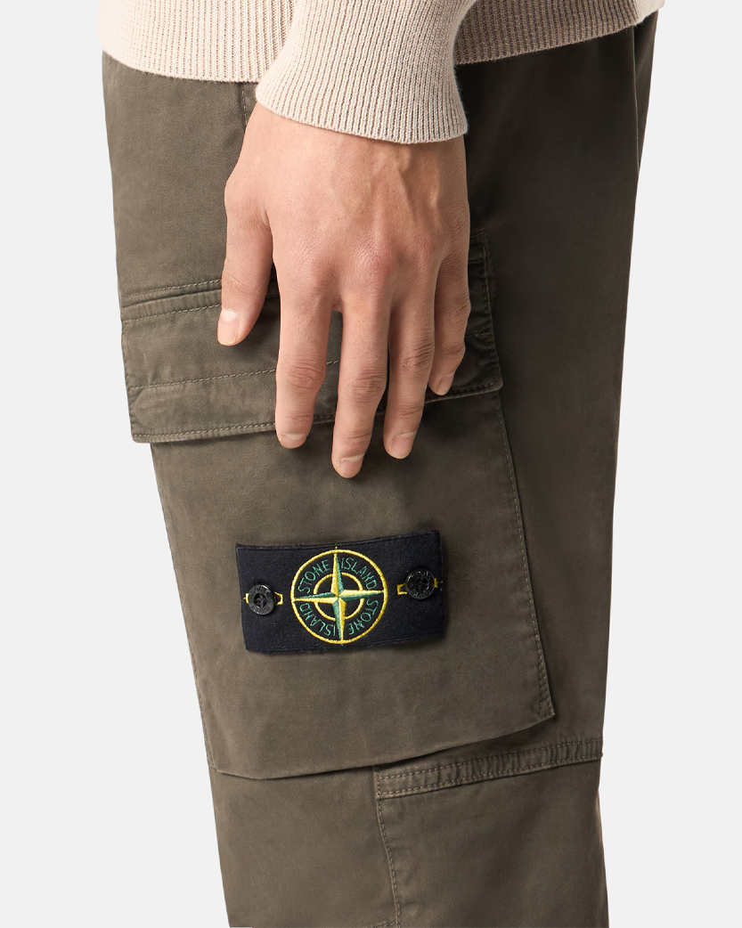 Stone Island 3100304 SUPIMA Cotton Twill Stretch-TC Cargo Pants Green