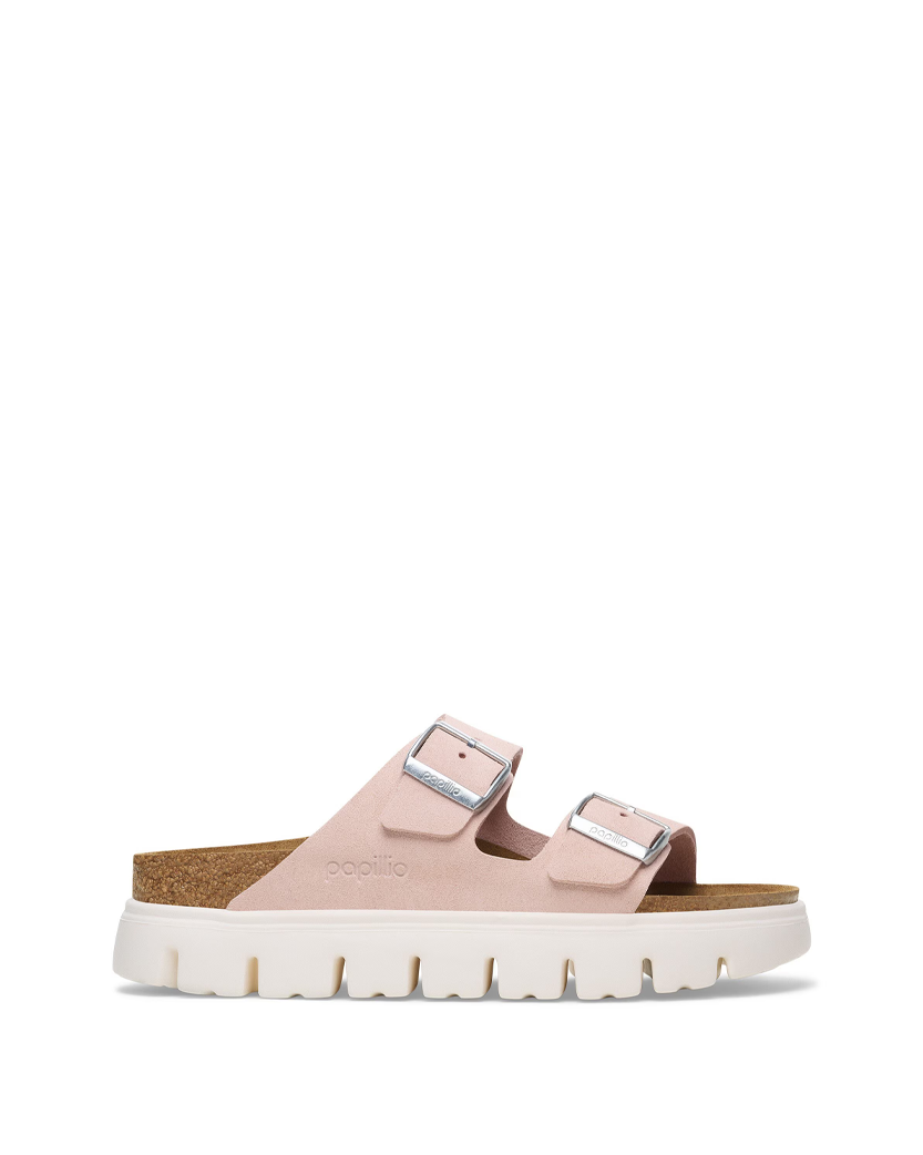 Birkenstock Arizona Platform Suede Leather Slides Light Rose 1029117