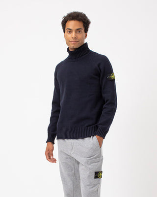 Stone Island 505A2 Logo Badge Turtleneck Sweater Blue 8115505A2V0020