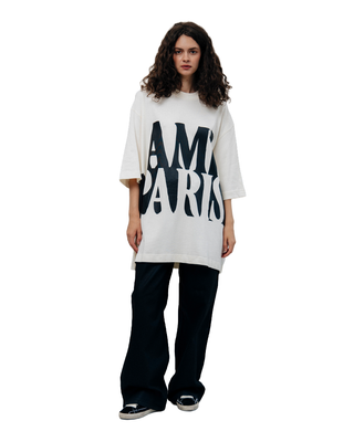 Ami Paris Cotton Print Oversize T-Shirt White