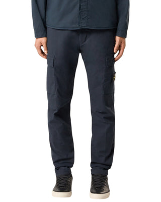 Stone Island 3100304 SUPIMA Cotton Twill Stretch-TC Cargo Pants Navy Blue