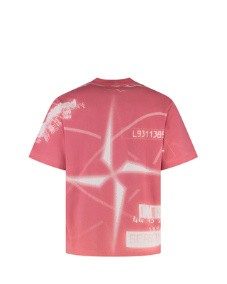 Stone Island 2100016 Combed Organic Coton Jersey T-shirt 'Y2K Compass' Print Pink