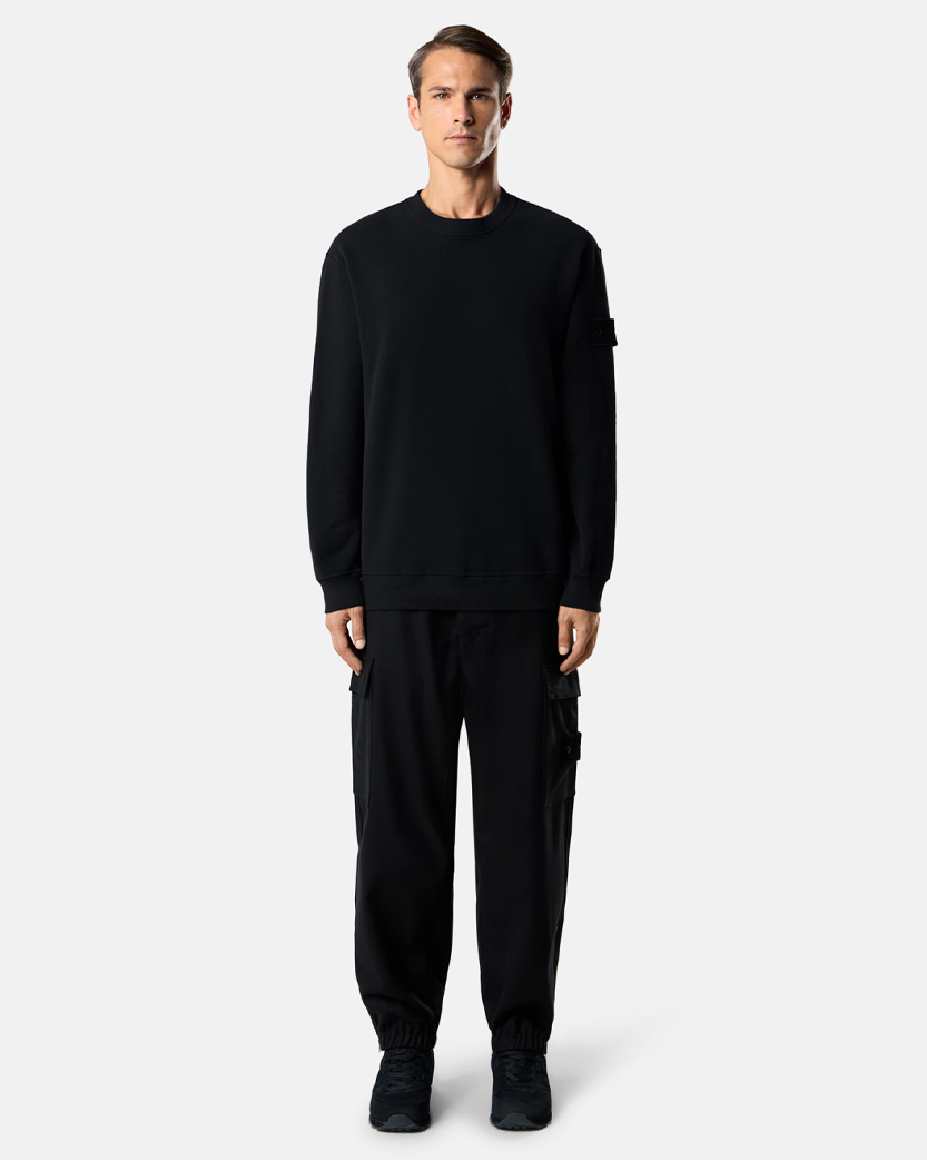 Stone Island 6100069 STRETCH COTTON FLEECE GHOST Crewneck Sweatshirt Black
