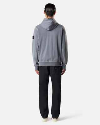 Stone Island 6100021 MALFILE FLEECE 'OLD' EFFECT Full Zip Hoodie Avio Blue