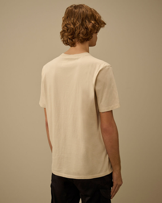 C.P. Company 30/1 Jersey Short Sleeve Faded Logo T-Shirt Frozen Dew White 20CMTS141A110579W