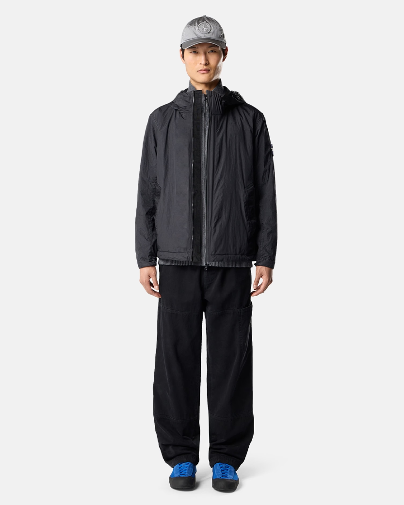 Stone Island 4100001 CRINKLE REPS NY Hooded Jacket Black