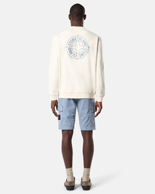 Stone Island 6100001 COTTON FLEECE Sweatshirt ‘Outline Compass’ Print Ivory
