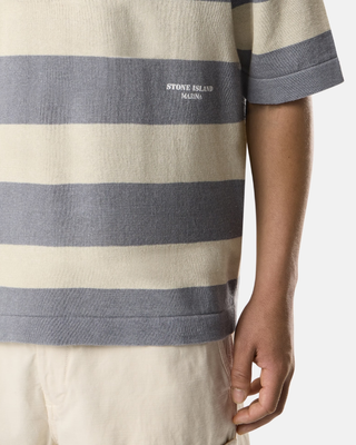 Stone Island 5100042 Knit Oversized Polo 'Marina print' Ivory Melange