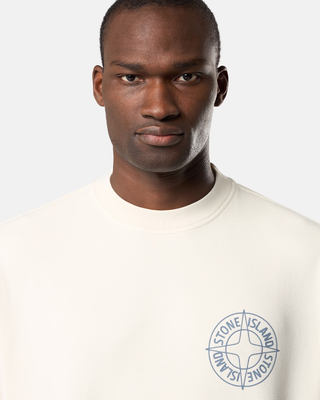 Stone Island 6100001 COTTON FLEECE Sweatshirt ‘Outline Compass’ Print Ivory