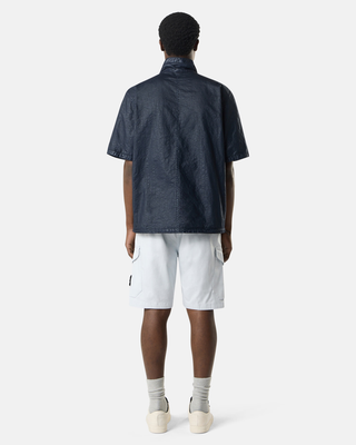 Stone Island L100L03 Organic Stretch Cotton Satin Regular Fit Cargo Bermuda Shorts Sky Blue