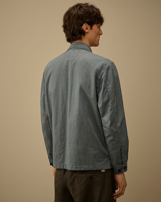 C.P. Company Panama-R Zipped Lens Overshirt Silver Blue 20CMOS074A110540S