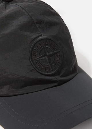 Stone Island 9100995 Nylon Metal 6-Panel Logo Cap Black