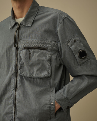 C.P. Company Panama-R Zipped Lens Overshirt Silver Blue 20CMOS074A110540S