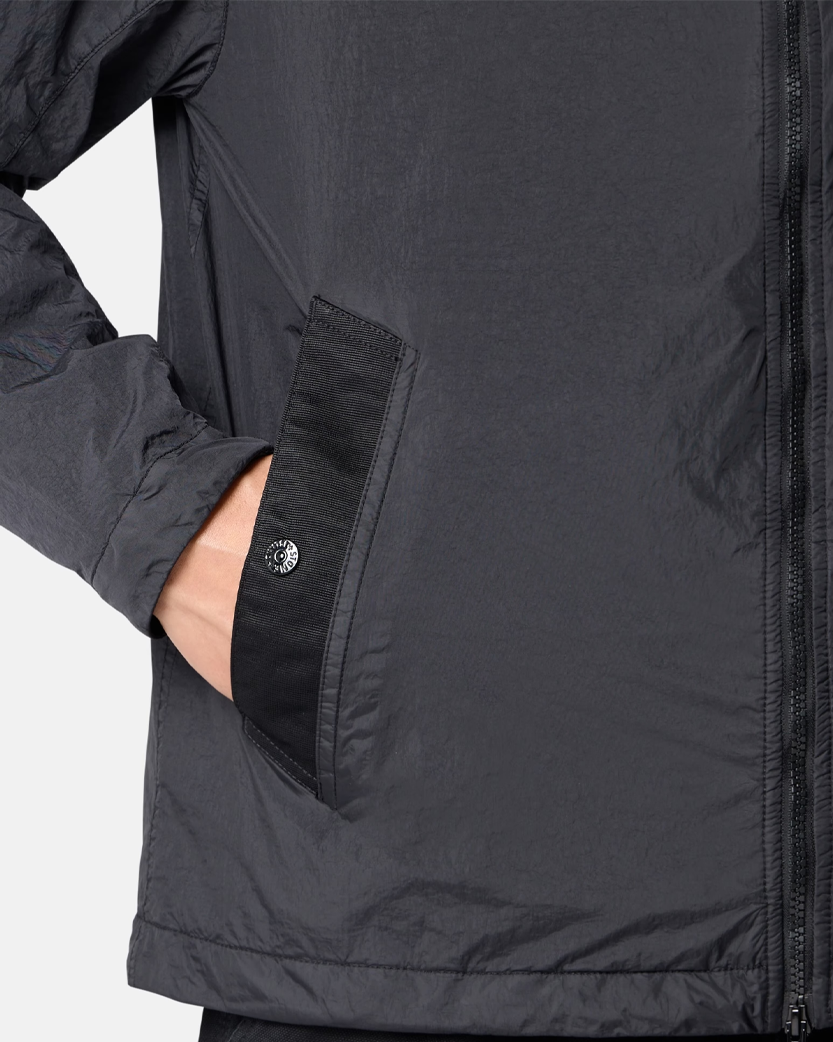Stone Island 4100001 CRINKLE REPS NY Hooded Jacket Black