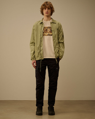 C.P. Company 30/1 Jersey Short Sleeve Faded Logo T-Shirt Frozen Dew White 20CMTS141A110579W