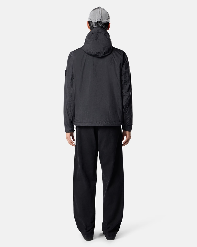 Stone Island 4100001 CRINKLE REPS NY Hooded Jacket Black
