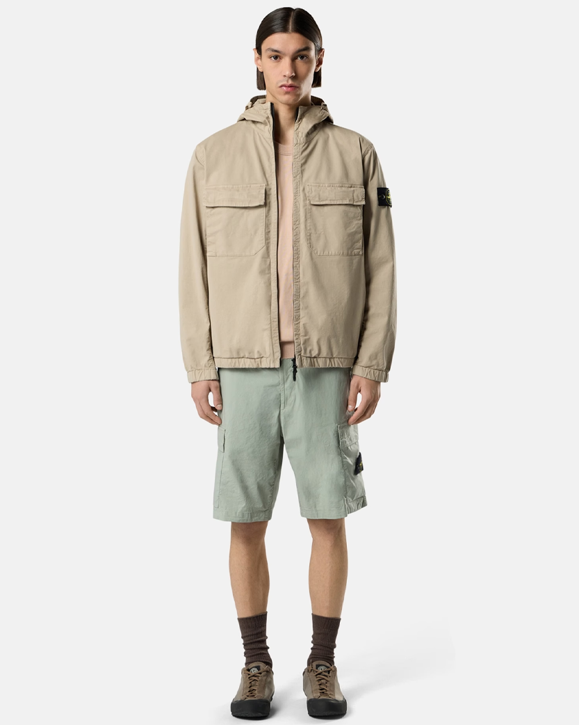 Stone Island 4100077 STRETCH ORGANIC COTTON TWILL Hooded Jacket Desert Beige