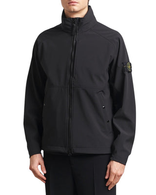 Stone Island 4100010 Light Soft Shell-R Hidden Hooded Jacket Black